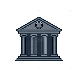 扁平风古典建筑银行图标设计素材