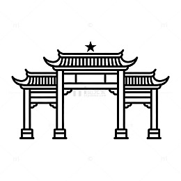 线条风传统牌坊建筑图标设计素材