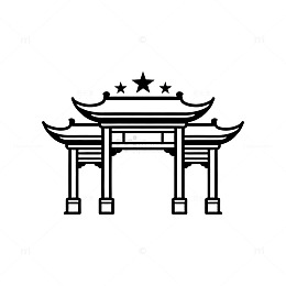 线条风传统牌坊建筑矢量设计素材