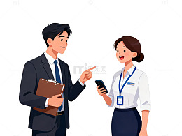 卡通风银行服务场景插画设计素材