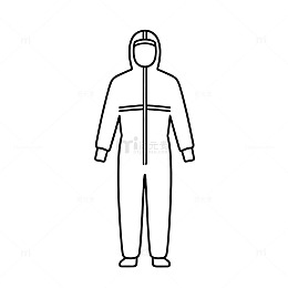 线条风防护服人物简笔画设计素材