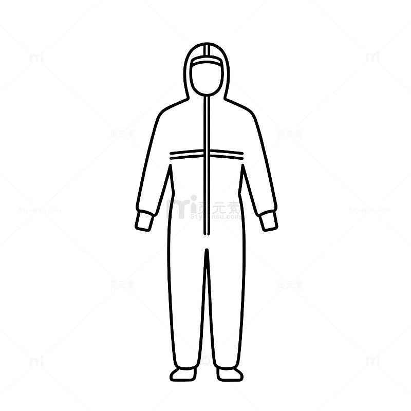 线条风防护服人物简笔画设计素材