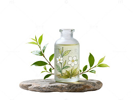 极简风植物精油瓶静物素材