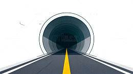 扁平风公路隧道入口插画设计素材