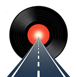 抽象风音乐唱片公路设计素材