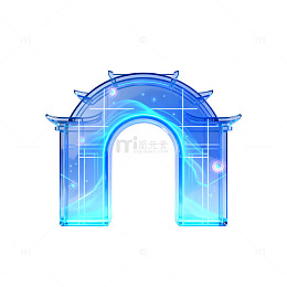 科幻风蓝色能量拱门3D设计素材
