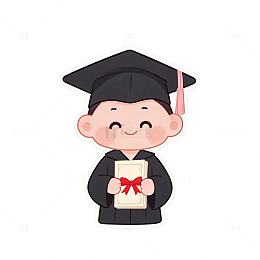 卡通风毕业典礼可爱学生矢量素材