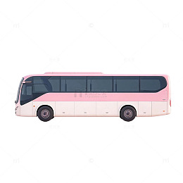 扁平风粉色旅游大巴矢量素材