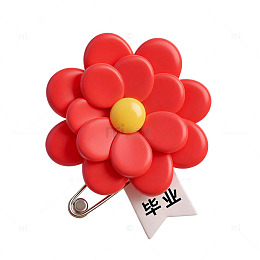 卡通风红色花朵别针设计素材