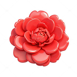 3D风格红色玫瑰花立体设计素材