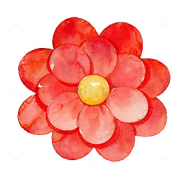 水彩风红色花朵手绘花卉设计