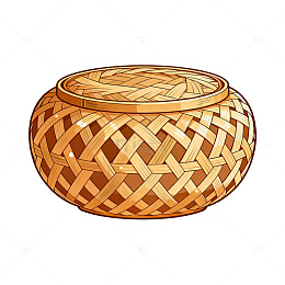 手绘风竹编篮子插画设计素材