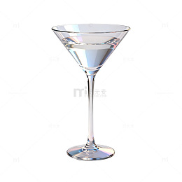极简风透明马提尼酒杯3D渲染素材