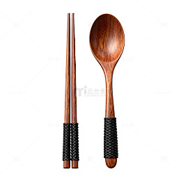 极简风木质餐具手绘设计素材
