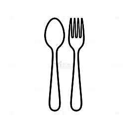 线条风餐具勺叉简笔图标设计素材