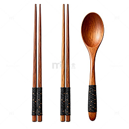 极简风木质餐具手绘设计素材