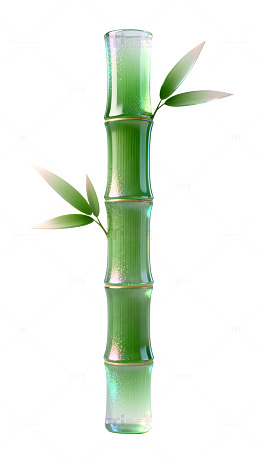 玻璃质感竹节绿叶装饰设计素材