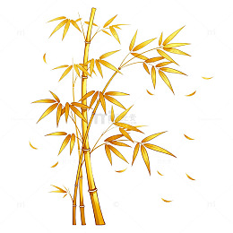 国风金色竹子插画设计素材