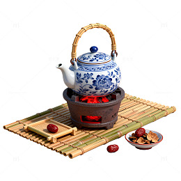 国风手绘茶道场景设计素材