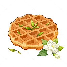手绘风美味华夫饼插画设计素材
