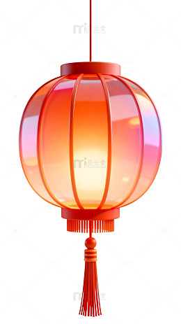 3D风格春节灯笼透明背景设计素材