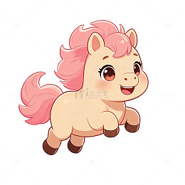 卡通风格可爱小马跳跃插画设计素材