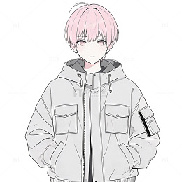 动漫风粉色短发少年外套设计素材