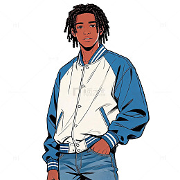 插画风青年棒球服人物设计素材