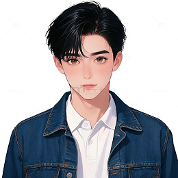 动漫风青年男性牛仔外套插画素材