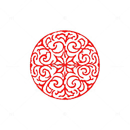 传统风红色圆形花纹矢量素材
