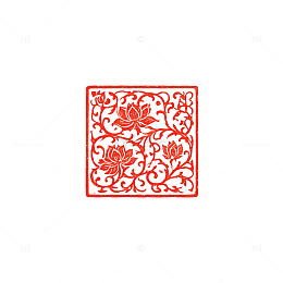 剪纸风传统花卉纹样设计素材