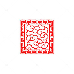 传统风祥云纹样方形边框设计素材