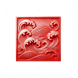 浮雕风红色海浪纹饰设计素材
