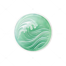 国风青绿海浪纹圆形图案设计素材