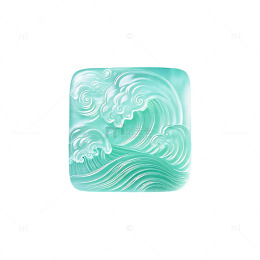 玉雕风海浪纹饰方形图案设计素材