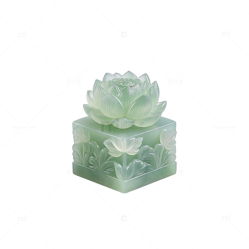 玉雕风莲花印章雕刻设计素材