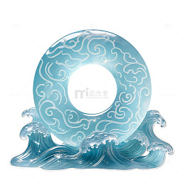 玉雕风海浪纹环形装饰设计素材