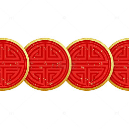 中国风红色团花纹样装饰素材