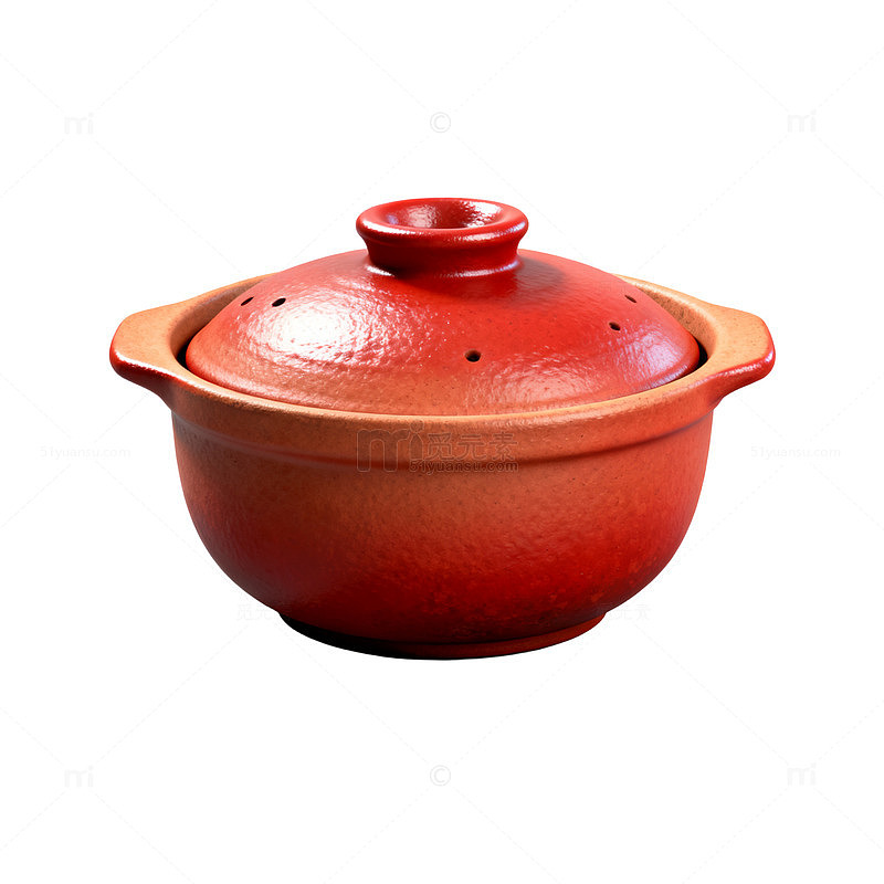 简约风红色陶锅静物素材