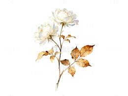 水彩风白色玫瑰植物插画设计素材