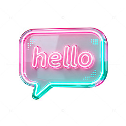 霓虹风对话框hello文字设计素材