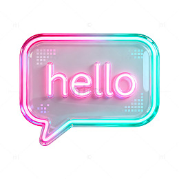 霓虹风对话框hello发光文字设计素材