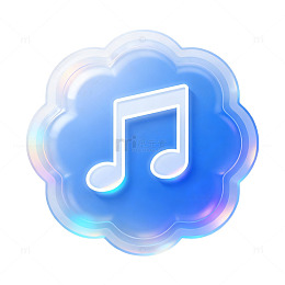 渐变风音乐符号云朵图标设计素材