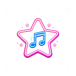 霓虹风音乐符号星星图标设计素材