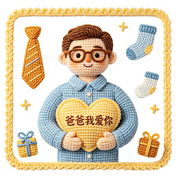 可爱毛线父亲节元素