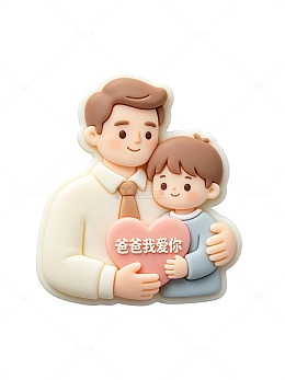 抱在一起的爸爸和儿子