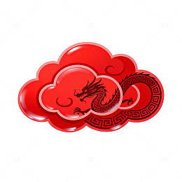 国风红色祥云龙纹矢量设计素材