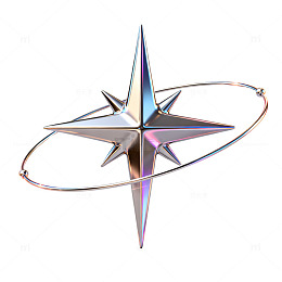 3D立体金属星形环设计素材