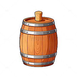 卡通风格木桶酒桶矢量插画素材