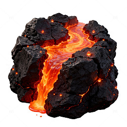 写实风熔岩火山岩3D模型素材